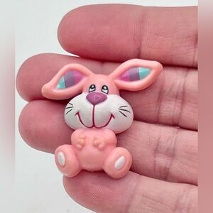 Vintage Russ Pink Bunny Brooch Pin Hong Kong Plastic Miniature